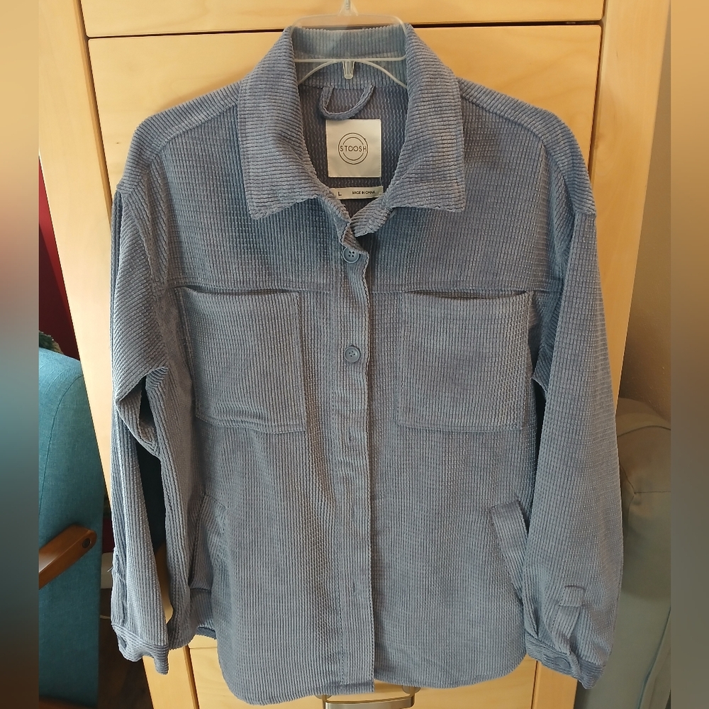 Stoosh Blue/Gray Corduroy Button-Up Jacket Sz L